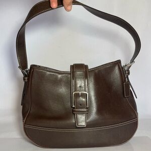 Vintage Coach Front Buckle Hampton Bag Brown Leather Hobo Shoulder Bag 7584 EUC